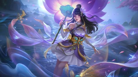 say no more about her skin price, this is exclusive 2021's annual starlight skin. Kagura Skin, Kagura Water Lily, Kagura Mobile Legends, Kagura Mlbb, Hero Wallpapers Hd, Mobile Legends Wallpaper, Mlbb Wallpaper, Legends Wallpaper, Lily Wallpaper