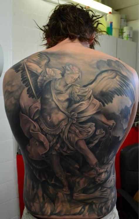 Andrew Smith, Back Piece Tattoo, Saint Michael, Back Tattoos, Tattoo Design Drawings, Mexican Art, St Michael, Tattoo Styles, Ink Art