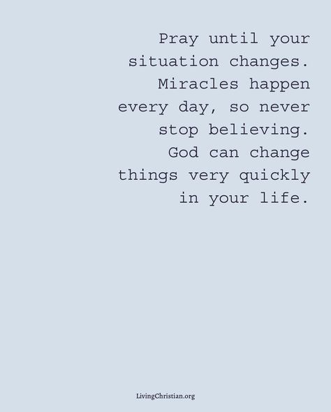 Living Christian on Instagram: “God can change everything in one moment so don’t stop praying. God Bless - KJ PS: For more Christian resources such as our podcast,…” Don’t Stop Praying, Miracles Happen, Pray Quotes, Christian Images, Christian Resources, One Moment, Christian Bible Verses, Christian Bible, Beautiful Quotes