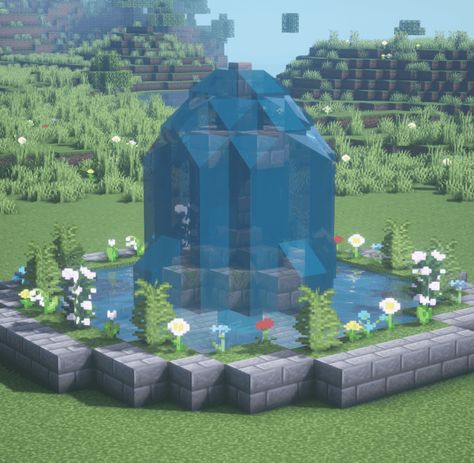 Hi Freinds! This is my magical fairytail fountain for use in your faircore minecraft worlds. I hope you love it's flowery garden aesthetic and will find it inspiring for all of your fairytale and cottagecore builds! Check out the full tutorial on my YouTube channel! #fountain #fairyfountain #fairycore #fairytale #fairy #fairttail #tale #tail #cottagecore #cottage #minecraft #minecraftinspo #mincraftcottage #minecraftfountain #fiaryhut #faitycottage Mc Aesthetic Builds, Things For Your Minecraft World, Minecraft Garden Fountain, Builds For Minecraft World, Minecraft Fairy Cottage Ideas, Minecraft Village Fountain Ideas, Cottage Core Minecraft Builds Tutorial, Cottagecore Fountain Minecraft, Cottage Core Minecraft Garden