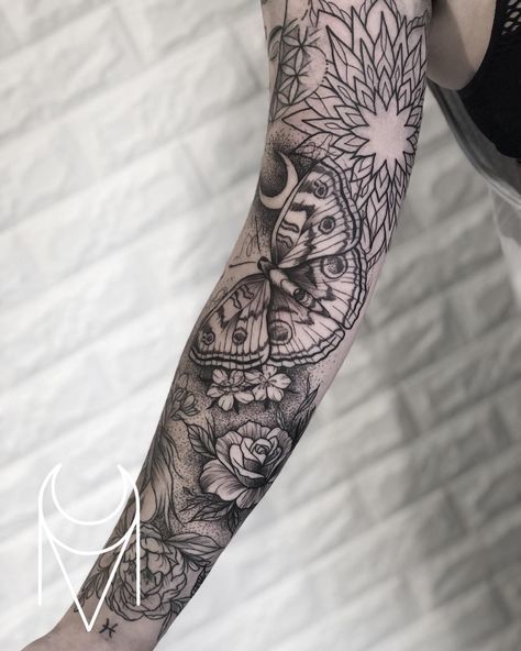 A big session for Tilly today, working on her sleeve. #tattoo #butterflytattoo #lineworktattoo #dotworktattoo #tattoosleeve #worthing #worthingtattoo Line Work Sleeve, Line Work Tattoo, Dot Work Tattoo, Line Work, Sleeve Tattoo, Butterfly Tattoo, Polynesian Tattoo, Sleeve Tattoos, Tatting