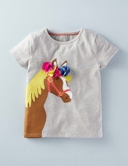 Grey Marl Horse Best in Show Appliqué T-shirt Boden Kids Fashion Blog, Applique Tee, Girls Applique, Best In Show, Make Your Own Clothes, Shirt Refashion, Mini Boden, Toddler Girl Outfits