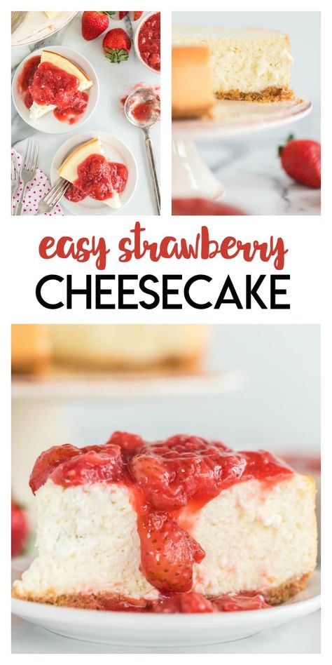 Diy Strawberry Cheesecake, Easy Strawberry Cheesecake Recipes, Bored Baking, Strawberry Cheesecake Recipe Easy, Homemade Strawberry Cheesecake, Creamy Cheesecake Recipe, Kids Desserts, No Bake Strawberry Cheesecake, Easy Strawberry Cheesecake