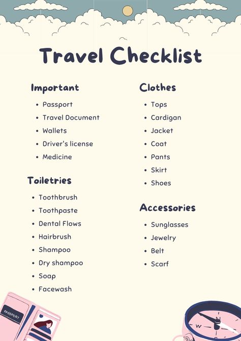 When taking a holiday or vacation, there are several things to consider. Although you want to be ready, you also don't want to stress too much. We've got you covered with our helpful Modern Travel Checklist! We give you a customized list of things to bring as well as advice on how to enjoy your trip even more. This Modern Travel Checklist is a one-page A4 Size printable List in PDF format. THIS ITEM IS AN INSTANT DOWNLOAD. YOU WILL NOT RECEIVE A PHYSICAL ITEM. HOW TO USE 1. Purchase this listing Work Trip Packing List, Vacation To Do List, Family Packing List, Checklist Travel, Travel Packing Checklist, Travel Packing List, Holiday Travel Destinations, Packing Checklist, Travel Tops