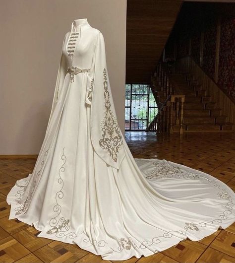 Asgardian Fashion, Caucasian Clothes, Wedding Dresses Muslim, Muslimah Wedding Dress, Princess Silhouette, Gowns Dresses Elegant, Dress Muslim, Dream Wedding Ideas Dresses, Wedding Dress Fabrics