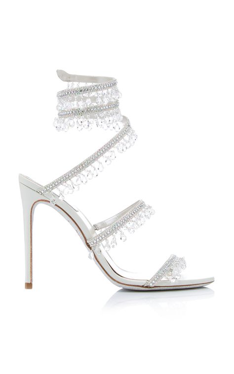 M'O Exclusive: Snake Sandal by RENE CAOVILLA for Preorder on Moda Operandi Rene Caovilla Bridal, Rene Caovilla Platform Heels, Renee Caovilla Heels, Rene Caovilla White Heels, Rene Caovilla Butterfly Heels, Hak Tinggi, Rene Caovilla, Embellished Sandals, Silver Heels