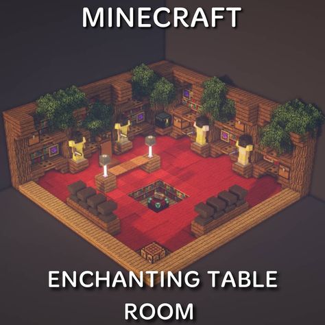 Minecraft Building Ideas Enchanting Room, Enchanting Table Room Minecraft, Enchanting Room Minecraft Design, Enchanting Table Minecraft Design, Minecraft Dining Table, Amazing Minecraft Builds, Enchanting Room Minecraft, Minecraft Table, Table Minecraft