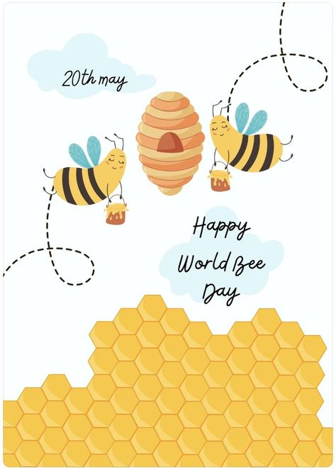 Happy World Bee Day Poster by Anka Drozd Canva Happy Template, World Bee Day, Bee Day, Muslin Wraps, World Days, Poster Design, Bee, Canvas, Design