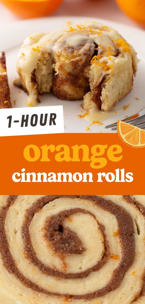 Orange Cinnamon Roll Icing, 1 Hour Cinnamon Rolls, Design Eat Repeat, Orange Cinnamon Rolls, Pistachio Crusted Salmon, Cinnamon Roll Icing, Rolls Homemade, Orange Cream Cheese, Orange Icing