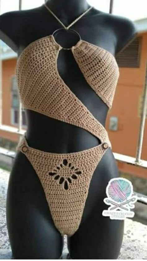 Crochet Bikinis Boho, Hair Tie Tutorial, Crochet Swimsuits Pattern, Crochet Swimwear Pattern, Crochet Bathing Suit, Tie Tutorial, Quick Easy Crochet, Bow Hair Tie, Crochet Beach Wear