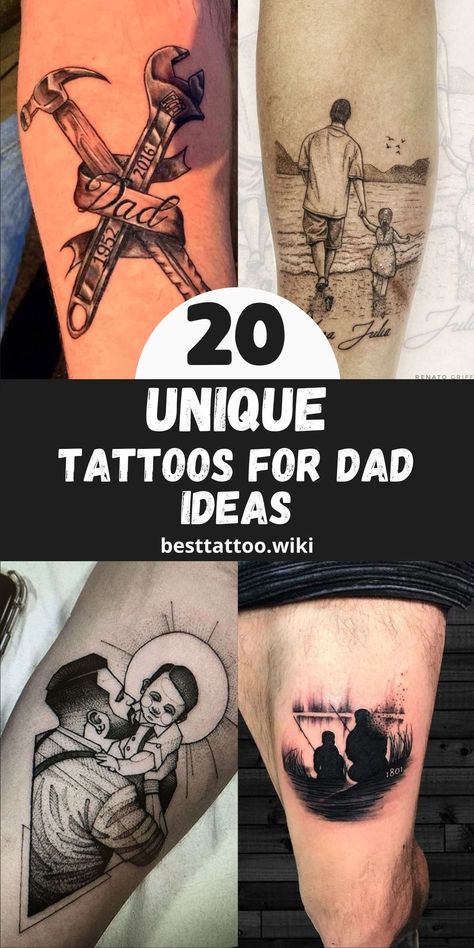 Honor your fatherhood journey with our collection of 20 inspirational tattoos for dad in 2024. Celebrate the bond between father and child with unique ink designs that capture the essence of parenthood. From heartfelt memorials to joyful tributes, these tattoos for dad are a testament to the love and dedication of fathers everywhere. Fathers Day Tattoo Ideas, Tattoos For Fathers With Daughters, Daddy Tattoos For Daughter My Dad Tat, Fatherhood Tattoos For Men, Memorial Tattoo Ideas For Men, Daughters Tattoo For Father, Dad Tattoo Ideas For Daughter, Step Dad Tattoos For Daughter, Parents Tattoo Ideas For Men