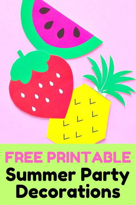 free printable summer party fruit printables Fruit Party Theme, Fruit Printables, Watermelon Printable, Summer Party Decorations, Fruit Party, Summer Celebration, Colorful Fruit, Cute Fruit, Party Printable