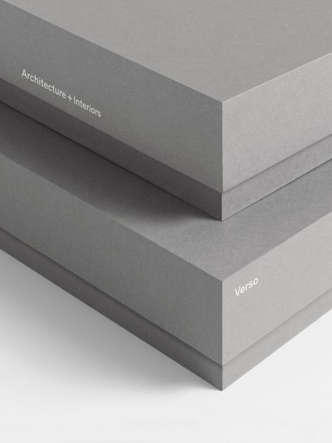 Packaging by Studio South for Auckland-based architecture and interior business Verso Graphisches Design, Furniture Ads, Packing Design, Graphic Design Projects, Corporate Design, Print Packaging, Brand Packaging, Identity Design, Box Design