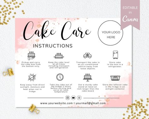 Buy Cake Care Card Template Canva Editable Wedding Cake Care online on Etsy India. Shop for handmade, vintage and unique Templates items from DigitalTemplatePaper online on Etsy Cake Instructions Card, Cake Care Instructions Card Printable, Instruction Card Design, Cake Care Instructions Card, Cake Pricing Guide, Product Care Card, Cake Care Card, Cake Serving Chart, Cake Transport