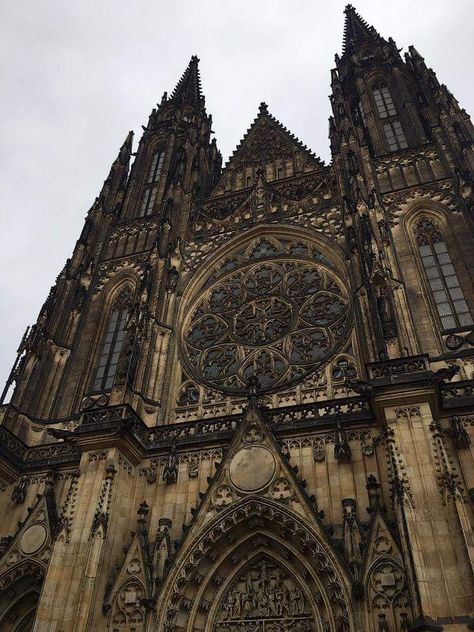 Saints Vitus Cathedral, Prague  Pic by: @ipernoia Saint Vitus Cathedral, Prague Cathedral, St Vitus Cathedral Prague, Goth Architecture, St Vitus Cathedral, Eerie Places, Gothic Buildings, Castle Aesthetic, Gothic Cathedrals