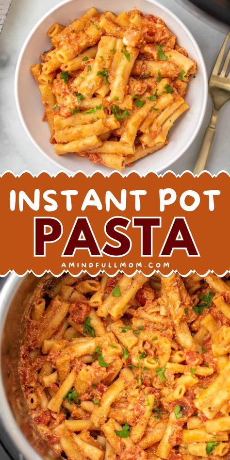 Looking for a weeknight dinner recipe for the family? This Instant Pot Ziti is a dump-and-go recipe that comes together in under 30 minutes. Add this baked pasta recipe to your simple weeknight dinner ideas! Good Meals To Make, Instant Pot Ziti, Instant Pot Baked Ziti, Sour Cream Pasta, Creamy Italian Pasta, Pasta Instant Pot, Baked Pasta Recipe, Veggie Pasta Recipes, Instant Pot Pasta