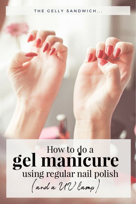 Gelly Sandwich technique : how to do gel nails with regular polish Gel Top Coat Over Regular Polish, Regular Nail Polish Ideas, Diy Gel Nails, Diy Gel Manicure, Manicure Tutorials, Old Nail Polish, Gel French Manicure, Regular Nail Polish, Gel Manicure At Home