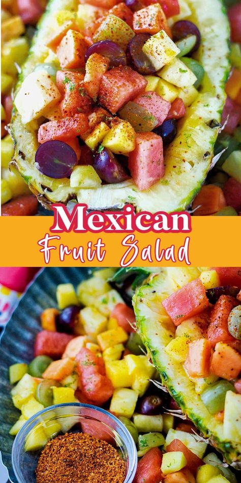 Sweet Fruit Salad, Mexican Fruit Salad, Mexican Fruit Cups, Mexican Fruit Salads, Mexican Fruit, Mexican Sour Cream, Chili Lime Dressing, Tropical Fruit Salad, Chili Lime Seasoning