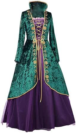 Winifred Sanderson Costume, Sarah Sanderson Costume, Winifred Sanderson, Witch Cosplay, Plus Size Robes, Green Velvet Dress, Set Outfits, Dress Halloween Costume, Cape Dress