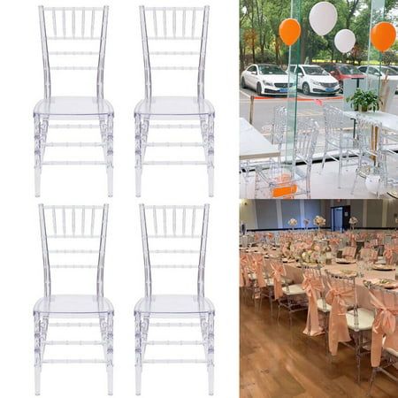 4 pcs crystal clear phoenix wedding chairs crystal clear wedding chairs that are beautiful and also stackable. Perfect for special occasions due to their elegance. In the style of the phoenix chair, with a round back and curved details. Features: The Elegant Crystal Ice Chair is ideal for weddings, banquets and special events from casual to the most elegant. Constructed of ultra-strong polycarbonate, it is shock, scratch and water resistant, extremely strong and wobble free. It's crystal clear a Clear Chiavari Chairs, Chairs For Wedding, Event Chairs, White Folding Chairs, Transparent Chair, Party Chairs, Crystal Ice, Phoenix Wedding, Chiavari Chairs