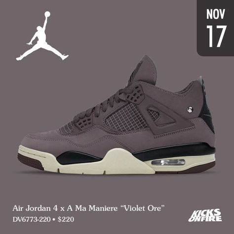 Jordan 4 Violet Ore, Jordan 4 Violet, Kicks Shoes, Jordan Shoes Retro, All Nike Shoes, High Heel Sneakers, Nike Air Shoes, Cute Nike Shoes, Hype Shoes