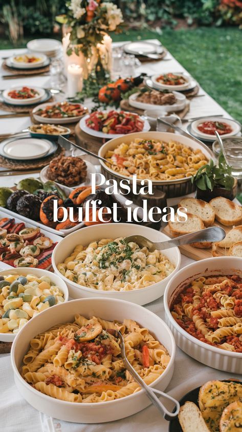 🍝 Transform your next event with these Instagram-worthy pasta buffet ideas! From cozy family gatherings to elegant weddings, learn how to style the perfect pasta bar. Discover setup secrets, must-have toppings, and pro hosting tips on my blog! #entertaining ✨ Pasta Grazing Table, Italian Food Birthday Party, Pasta Topping Ideas, Wedding Food Pasta Bar, Pasta Bar For Wedding, Pasta Bar Party Ideas, Pasta Buffet Wedding, Pasta Wedding Buffet, Pasta Station Ideas