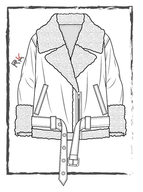 Winter Jacket Drawing, Leather Jacket Sketch, Jacket Design Sketch, Jacket Fashion Illustration, Jacket Technical Drawing, Leather Jacket Drawing, Jacket Sketch, Jacket Illustration, Sherling Coat