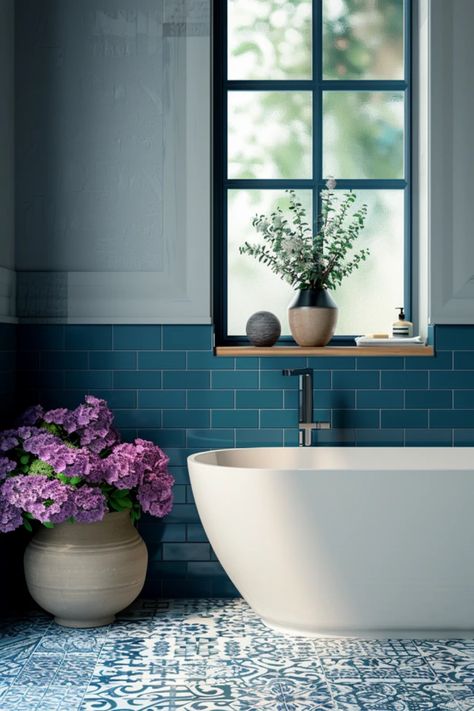 Transform your bathroom with these stylish blue and gray decor ideas! From stunning tiles to elegant fixtures, now is the perfect time to give your space a refreshing makeover. Imagine stepping into a serene atmosphere with stylish blue accents and soft gray tones that create a tranquil haven in your home. From paint color schemes to decorative touches that elevate the overall vibe, these trendy ideas are perfect for modern homes. Don't wait—explore these chic looks and start planning your beautiful bathroom retreat today! Blue Grey Bathroom Ideas, Small Blue Bathroom Ideas, Blue And Gray Decor, Blue And Gray Bathroom, Gray Bathroom Ideas, Blue Bathroom Ideas, Grey Tile Pattern, Grey Bathrooms Designs, Gray Decor