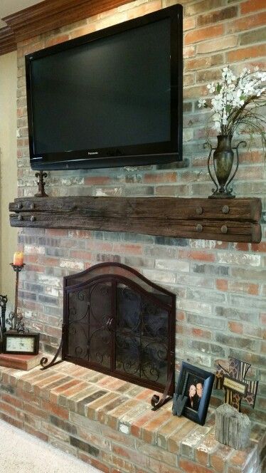 Love my new Railroad tie mantel! Railroad Tie Mantle, Pellet Stove Ideas Living Rooms, Wood Burning Stove Ideas, Pellet Stove Ideas, Rustic Fireplace Mantle, Stove Hearth, Wood Stove Hearth, Railroad Tie, Stove Ideas