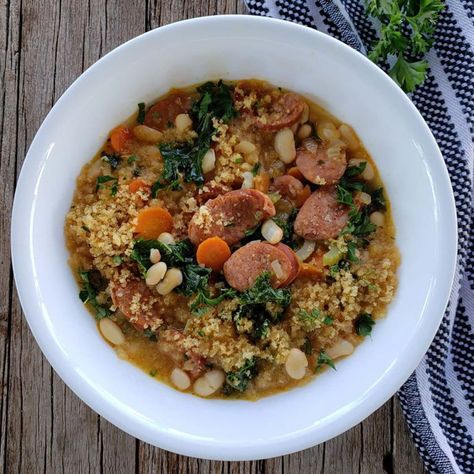 White Bean & Basque Chorizo Cassoulet - Flocchini Sausage White Bean Cassoulet, Bean Cassoulet, Chorizo Soup, Italian Parsley, Northern Beans, Chorizo Sausage, Poor Man, Crockpot Chili, Great Northern Beans