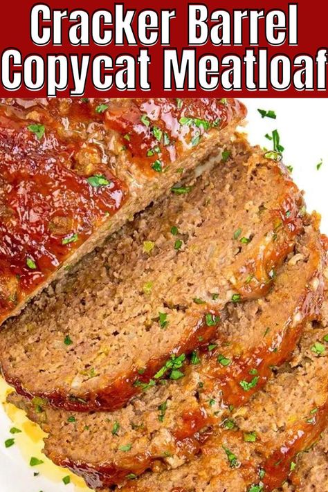 Copycat Cracker Barrel Meatloaf, Meatloaf Recipe With Crackers, Cracker Barrel Meatloaf Recipe, Copycat Cracker Barrel, Cracker Barrel Meatloaf, Cracker Barrel Recipes, Tartiflette Recipe, Resepi Biskut, Good Meatloaf Recipe