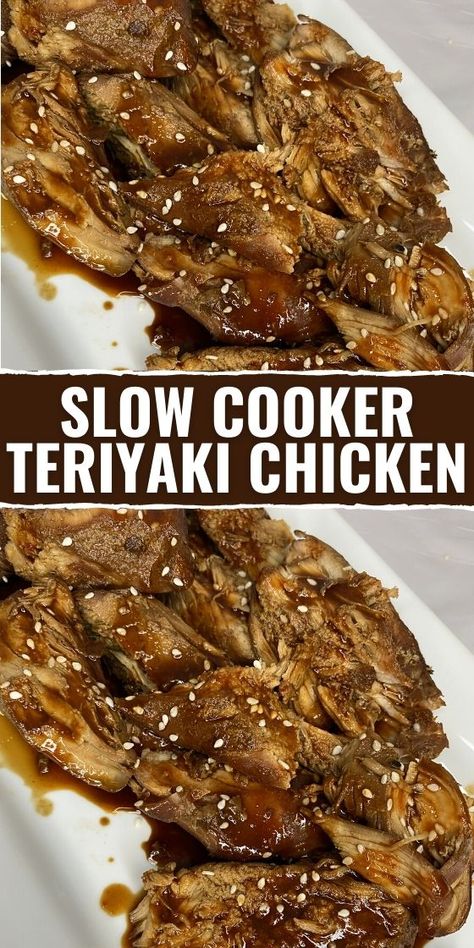 Easy Slow Cooker Teriyaki Chicken | 100K Recipes Mexican Meat, Crockpot Foods, Teriyaki Chicken Recipe, Slow Cooker Teriyaki Chicken, Slow Cooker Teriyaki, Chicken Tetrazzini, Chicken Teriyaki Recipe, Slow Cooker Dinner, Crockpot Dishes