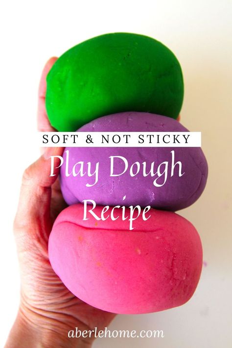 This DIY playdough recipe is so soft and not sticky. It's easy to make with ingredients you probably already have around the house. A great way to keep your preschooler busy creating and pretending during days at home! #aberlehome #homeschool #activities #homeschoolideas #playbasedlearning #sensoryplay #preschool #kindergarden Play Dough Soap, Soft Playdough Recipe, Kid Safe Essential Oils, Best Playdough Recipe, Soft Play Dough, Easy Playdough Recipe, Diy Playdough, Play Dough Recipe, Art Recipes