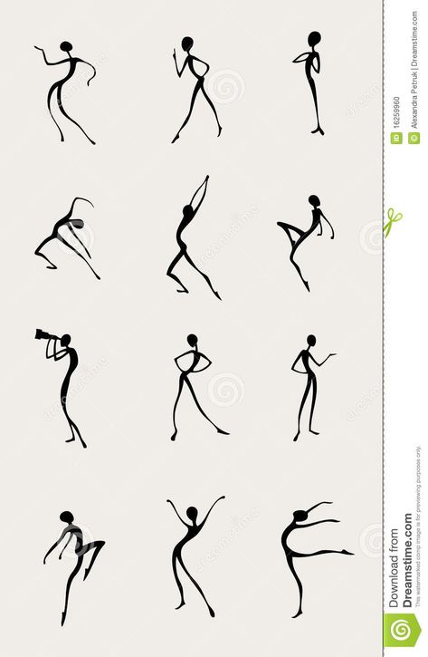 Illustration about Set of different figures moving in silhouette - dancing, posing, sitting, using spyglass. Illustration of energy, shape, move - 16259960 Dance Silhouette, Dancing Figures, Stick Figure Drawing, People Dancing, Tile Work, People Illustration, Human Art, Stick Figures, Dance Poses