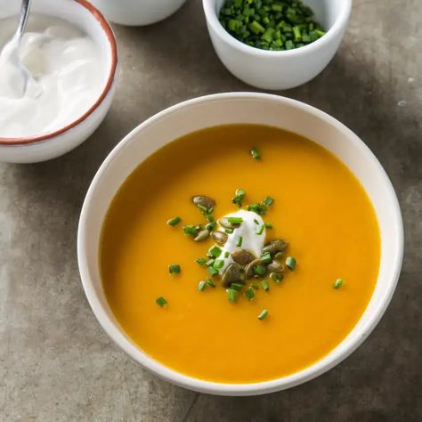 Slow-Cooker Classic Butternut Squash Soup | Cook's Country Pear Soup, Short Recipes, Cooks Country Recipes, Chicken And Butternut Squash, Milk Street, America's Test Kitchen Recipes, Herb Recipes, Cooks Illustrated, America's Test Kitchen