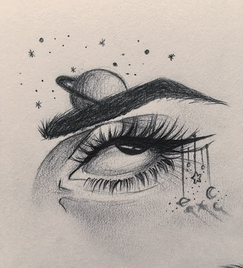 sketch Eyes Ideas, A Drawing, Lashes, Pencil, Tumblr, Stars