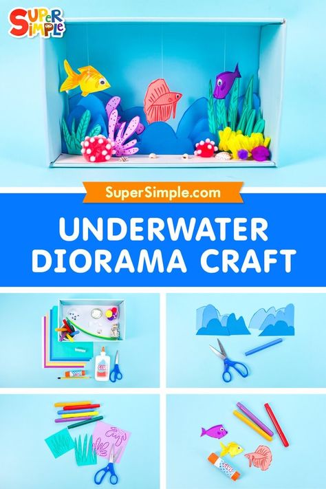 Diorama Ideas For Kids Ocean, Ecosystems Projects Shoebox Ocean, Ocean Diarama Ideas Kids, Ocean Diaroma, Diorama Ideas For Kids School Projects, Dolphin Diorama, Ocean Diorama Project, Ocean Habitat Diorama, Mermaid Diorama