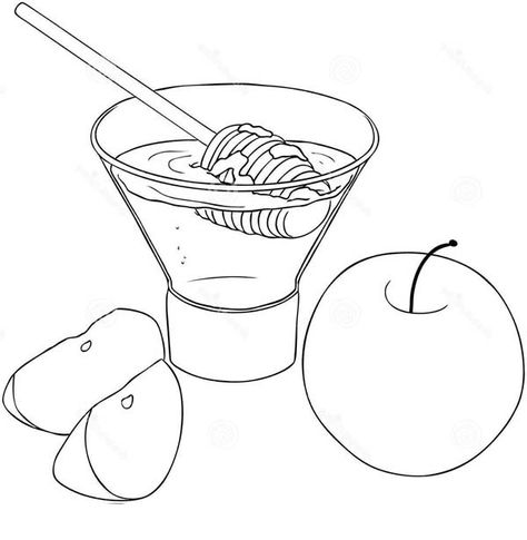 Eat Apple With Honey Coloring Page : Coloring Sky Apple Picture, Apple Background, Jewish New Year, Black And White Girl, Tree Coloring Page, Food Illustration Art, Rosh Hashana, Family Coloring, Apple Coloring