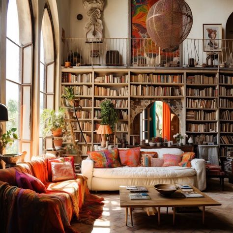 Imgur: The magic of the Internet Eclectic Library Living Room, Grandmas Living Room Aesthetic, Eclectic Grandma Decor, Bright Library, Library Bedroom Ideas, Painting Ideas Bedroom, La Bedroom, Loft Aesthetic, Pumpkins Painting