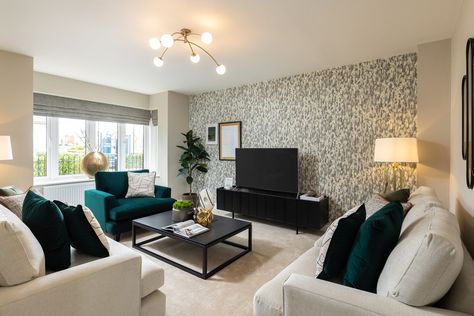 Bellway Homes, University Of Reading, Reading Berkshire, Green Interior Design, Retail Park, Green Interiors, New Homes For Sale, Large Homes, Sitting Room