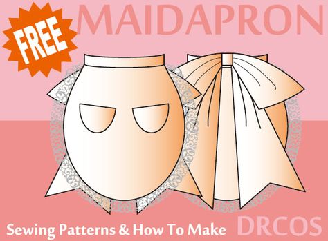 Maid Costume - Free Japanese Cosplay Sewing Pattern! You can learn to sew Japanese patterns at www.japanesesewingpatterns.com Maid Apron Pattern, Drcos Patterns, Sewing Patterns Free Bag, Cosplay Sewing, Maid Apron, Cosplay Maid, Machine Embroidery Designs Projects, Cosplay Idea, Diy Cosplay