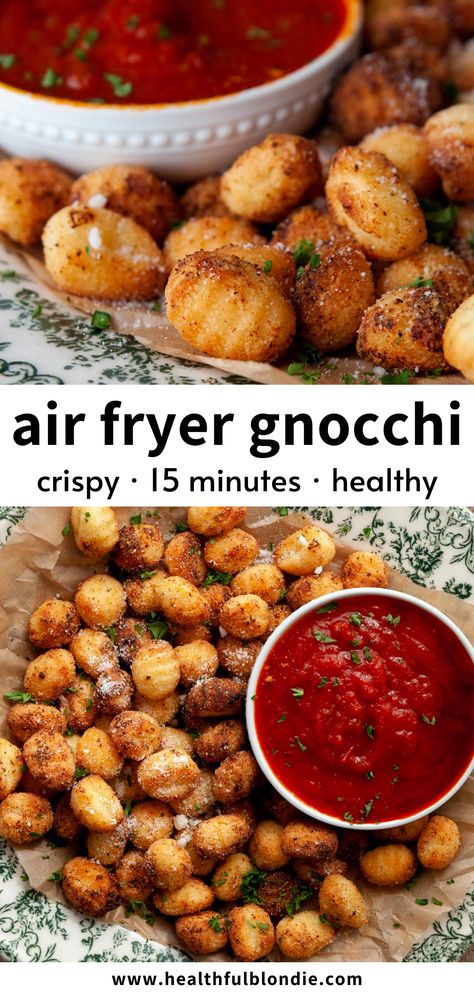 Air Fryer Gnocchi, Gnocchi Dishes, Gnocchi Recipe, Sweet Potato Gnocchi, Air Fryer Ideas, Potato Gnocchi, Air Fryer Oven Recipes, Air Fry Recipes, Gnocchi Recipes