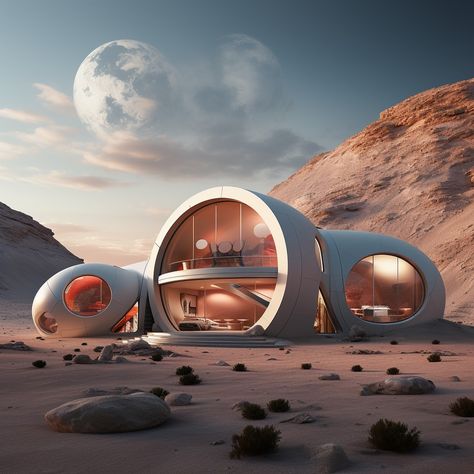 House on Mars Mars House, Mars Project, Mars Colony, Terraforming Mars, Space House, Sci Fi Architecture, Modern Architecture Design, Futuristic Home, Conceptual Architecture