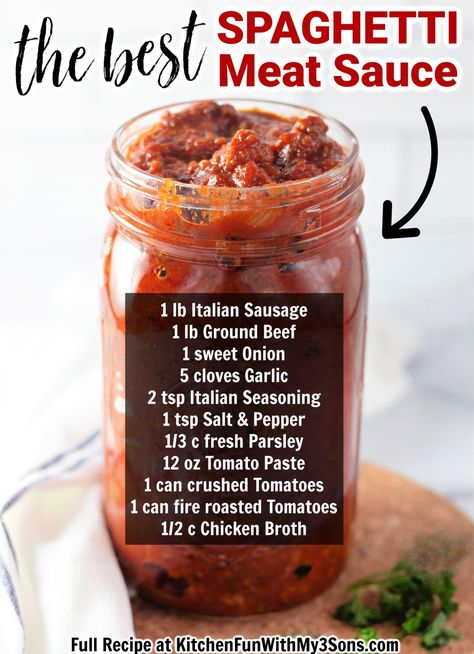 Snicker Recipes, Classic Sauces, Homemade Spaghetti Meat Sauce, Best Homemade Spaghetti, Best Homemade Spaghetti Sauce, Italian Seasoning Recipe, Homemade Spaghetti Sauce Recipe, Homemade Meat Sauce, Spaghetti Meat Sauce