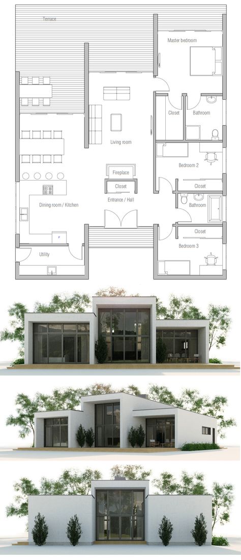 Planta de Casa Building A Container Home, Casa Country, Small House Plan, Container House Plans, Contemporary House Plans, Hus Inspiration, House Blueprints, Modern House Plans, Sims House