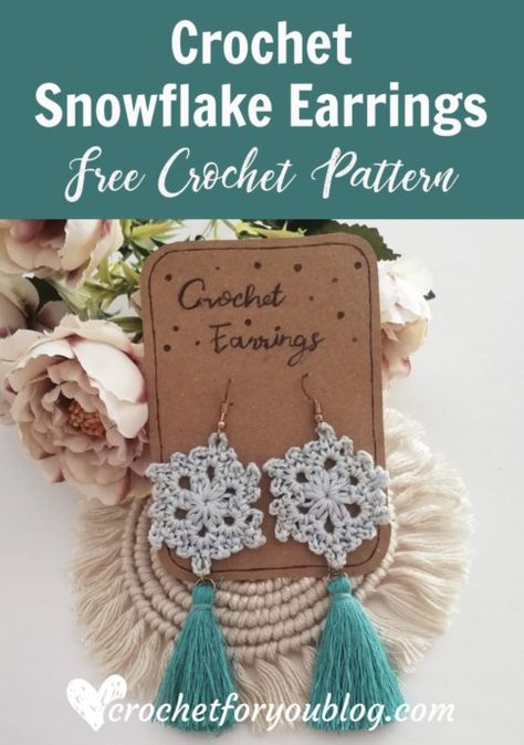 Beautiful Snowflake Earrings Crochet Snowflake, Jump Ring Jewelry, Micro Crochet, Crochet Snowflakes, Jewelry Pliers, Snowflake Earrings, Earring Patterns, Embroidery Floss, Hook Earrings