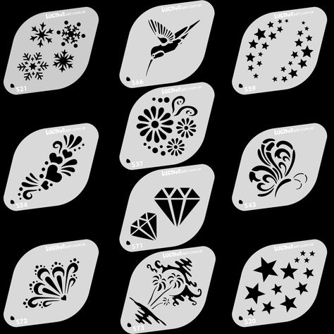 Snow flakes Set of 10 Brand New Stencils flowers diamond stars ice  butterfly Plantillas, Reusable, Body painting (F) by antiquesshow on Etsy Face Paint Stencils Templates, Ice Butterfly, Home Bakery Business, Stencil Stickers, Boys Soccer, Painting Stencils, Ice Star, Snow Flakes, Bakery Business