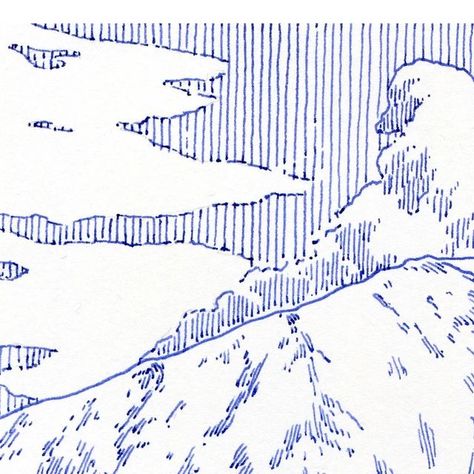 Harry Frost on Instagram: "Clouds move across the sky, high above the rugged Peak District hills.  Old barns stand watch over farmer's fields and in the distant landscape, the seasons quietly begin to change ⛅🍃  A collection of my fountain pen ink drawings and illustrations ✍️  -  Art Materials:  My original fountain pen ink drawing illustrations are created using my Lamy Safari fountain pen and blue ink - (@lamy_global) 🖋️  My art sketchbook is made by Moleskine - (@moleskine) 📚  . . .  #inkdrawing #ukillustrator #freelanceillustration #fountainpen #englishcountryside #landscapedrawing #natureinspired #derbyshire" Sky Ink Drawing, Harry Frost Art, Pen And Ink Clouds, Ink Landscape Drawing, Simple Landscape Drawing, Pen Rendering, Ink Clouds, Pen And Ink Illustrations, Landscape Drawing Easy