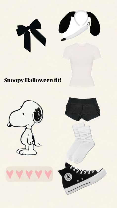 Halloween outfit!! Halloween Outfit Ideas For School, Halloween School Outfit, Simple Halloween Outfits, Snoopy Costume, Fun Halloween Outfits, Matching Outfits Best Friend, Halloween Outfit, Halloween School, Easy Halloween