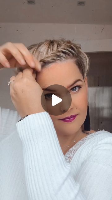 Braids For Pixie Short Hair, How To Style An Undercut Pixie, Short Hair Plait Ideas, Hair Pins Hairstyles Short Hair, Short Hair Braids Styles, How Style Short Hair, Headband On Short Hair, Short Hair Braids For Women, Pixie Updo Ideas